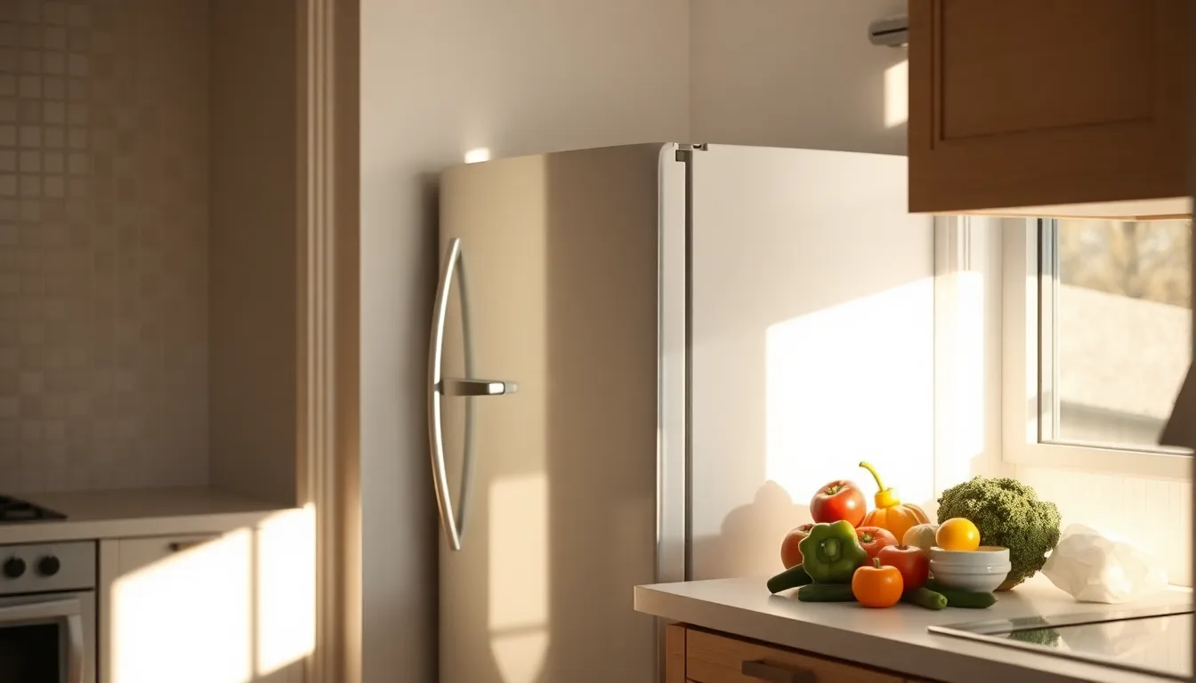 냉장고에 정리된 신선한 채소와 과일