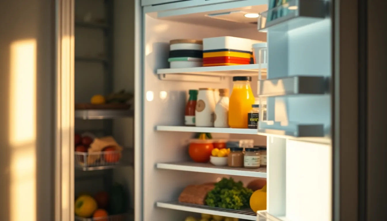 다양한 신선 식품이 들어있는 냉장고 내부 이미지