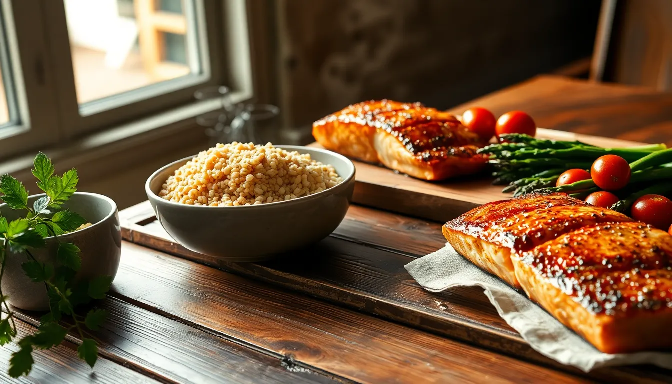 건강한 식재료와 신선한 식단을 준비하는 모습