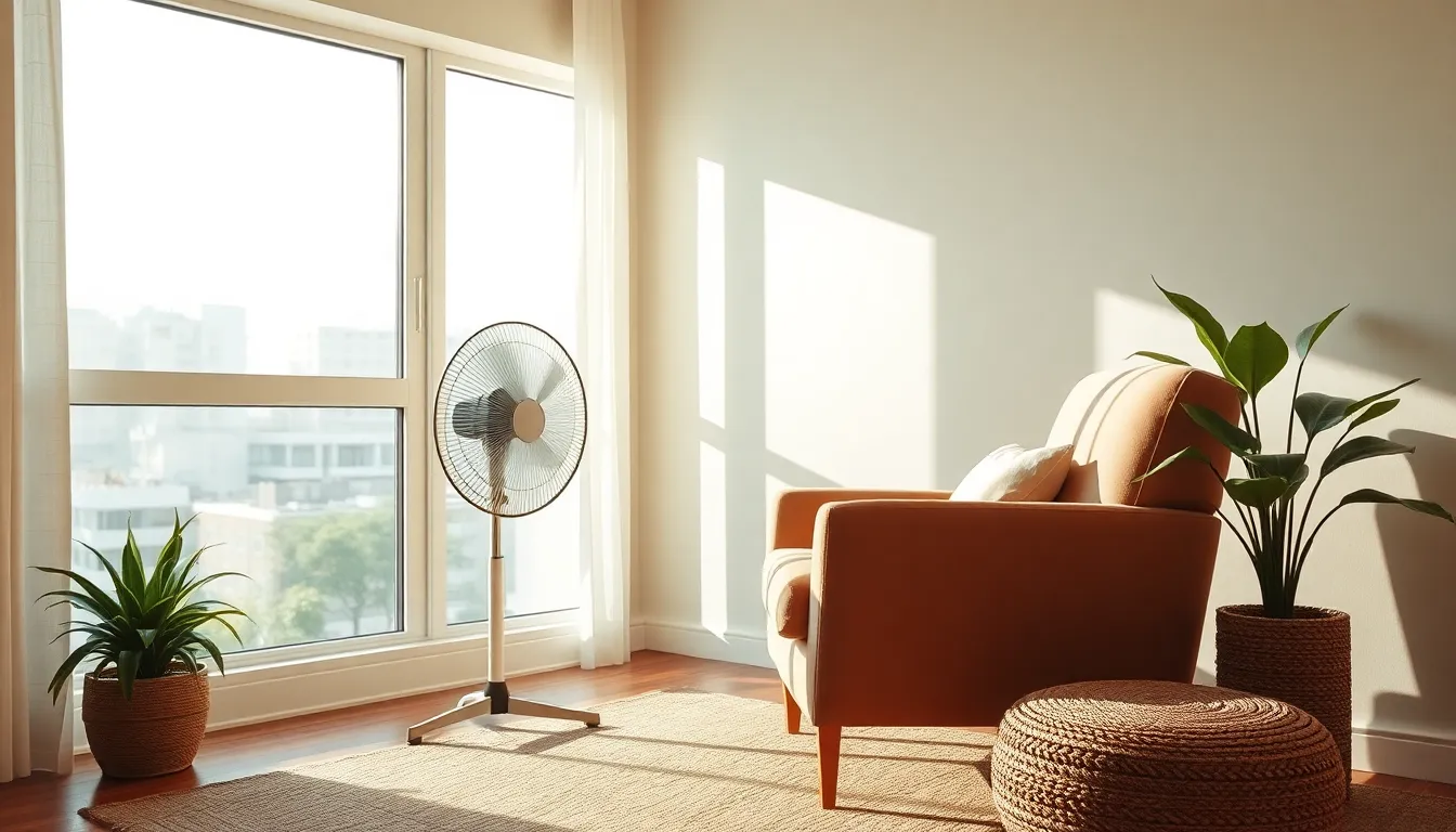 에어컨과 선풍기를 함께 사용하는 모습