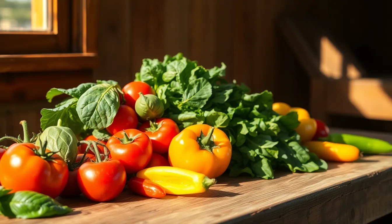 집에서 키운 신선한 채소들