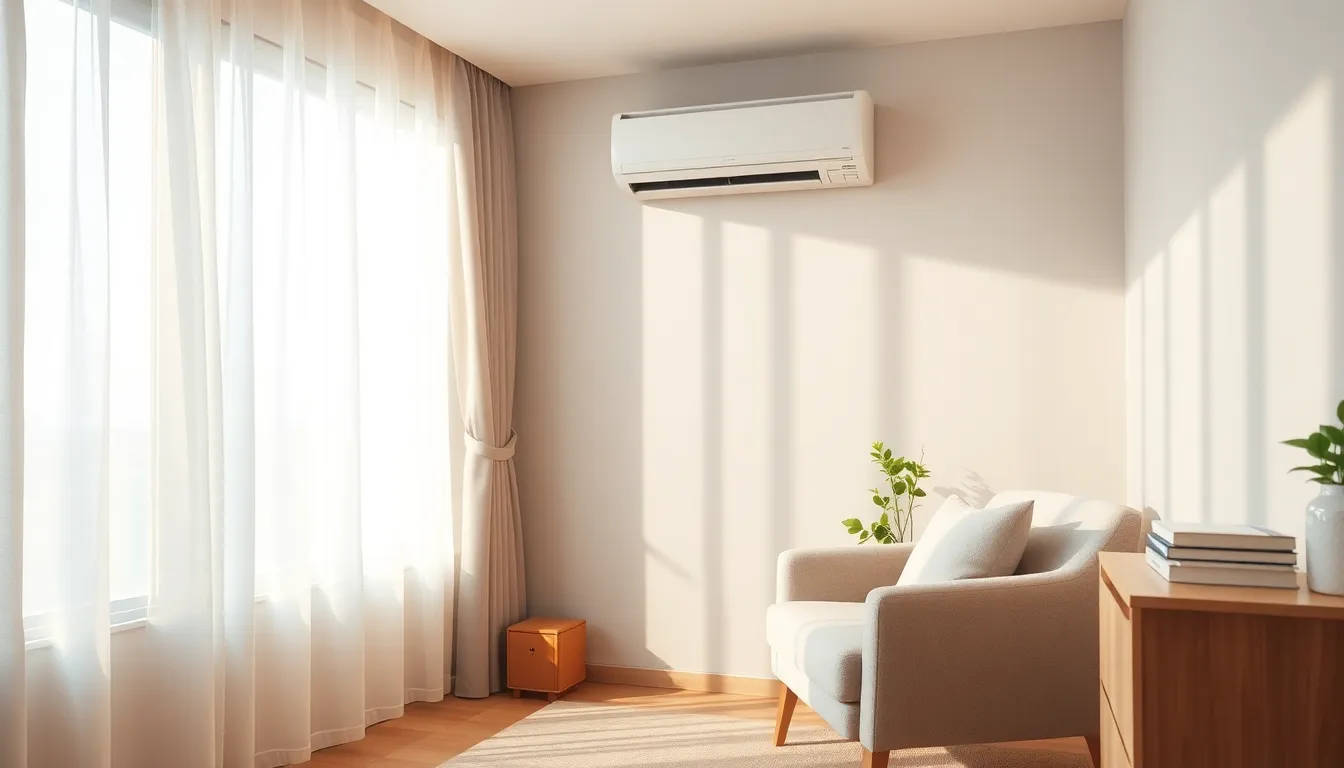 에어컨이 설치된 깨끗하고 시원한 원룸 실내 모습