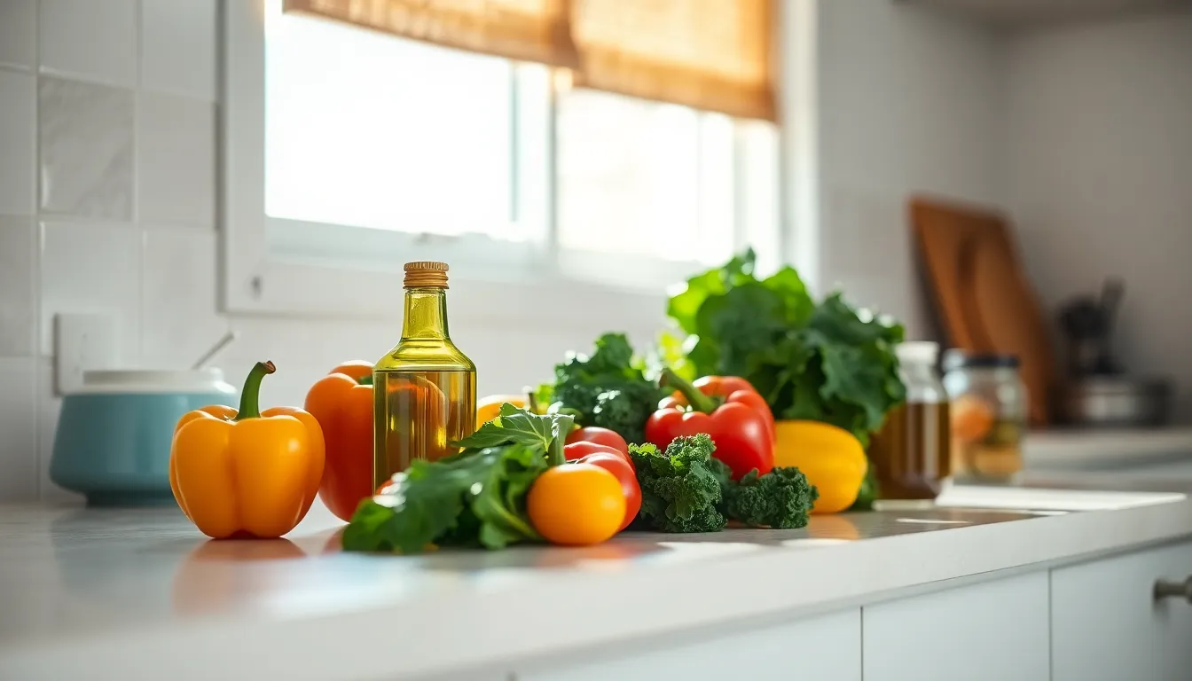 건강한 식단을 위한 신선한 식재료와 요리 준비 모습